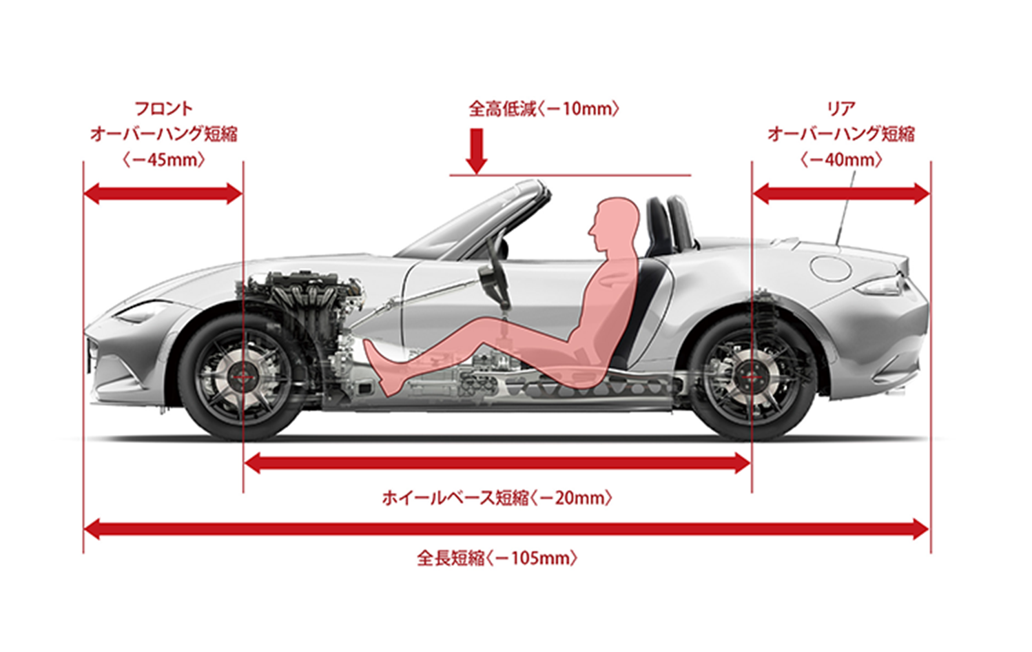 3代目（NC型）と4代目（ND型）とのサイズ比較